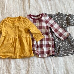 Cat & Jack Girls' Three-Piece Top Set - Mustard Yellow, Burgundy, Gray